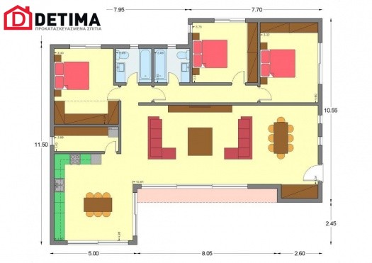 Ισόγεια Κατοικία Ι-162, συνολικής επιφάνειας 162,10 τ.μ.