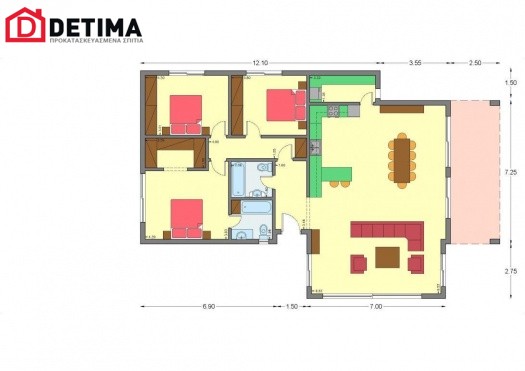 Ισόγεια Κατοικία Ι-150, συνολικής επιφάνειας 150,00 τ.μ.