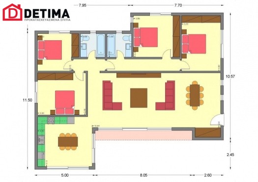 Ισόγεια Κατοικία Ι-162, συνολικής επιφάνειας 162,10 τ.μ.