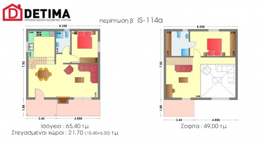 Ισόγεια Κατοικία με Σοφίτα IS-114a, συνολικής επιφάνειας 114,40 τ.μ.