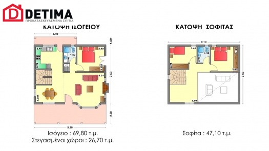 Ισόγεια Κατοικία με Σοφίτα IS-116, συνολικής επιφάνειας 116,90 τ.μ.