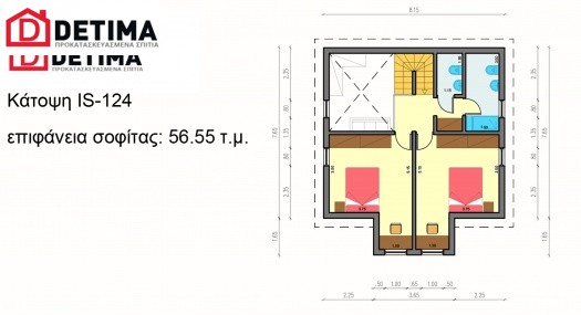 Ισόγεια Κατοικία με Σοφίτα ΙS-124, συνολικής επιφάνειας 124.92 τ.μ.